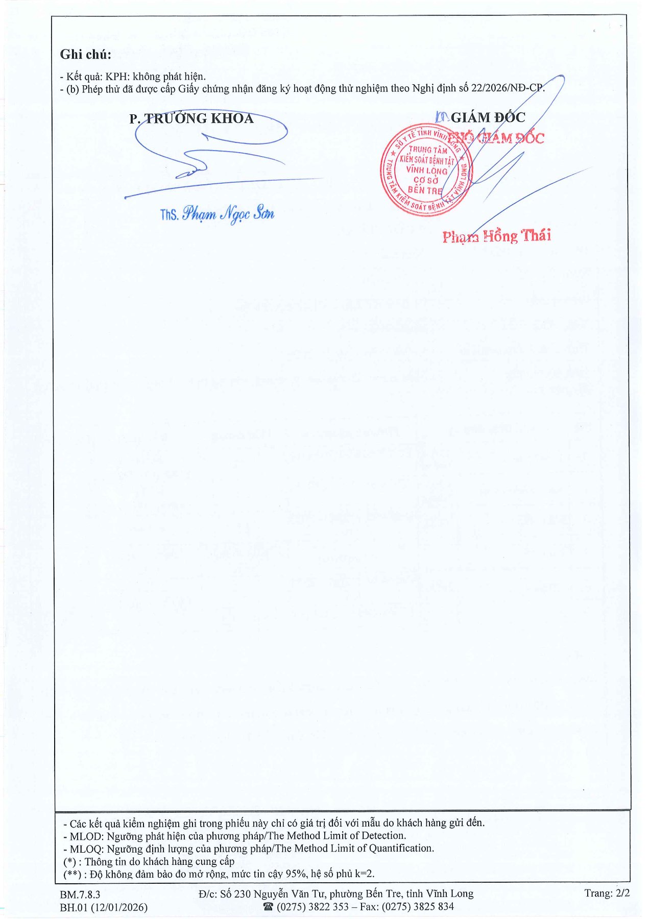 Phiếu kiểm nghiệm kỳ 10/2026, trang 2