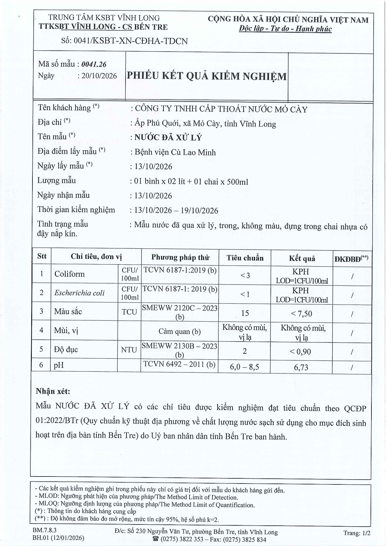 Phiếu kiểm nghiệm kỳ 10/2026, trang 3