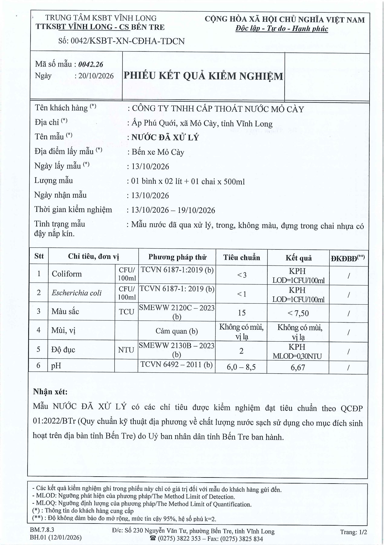 Phiếu kiểm nghiệm kỳ 10/2026, trang 5